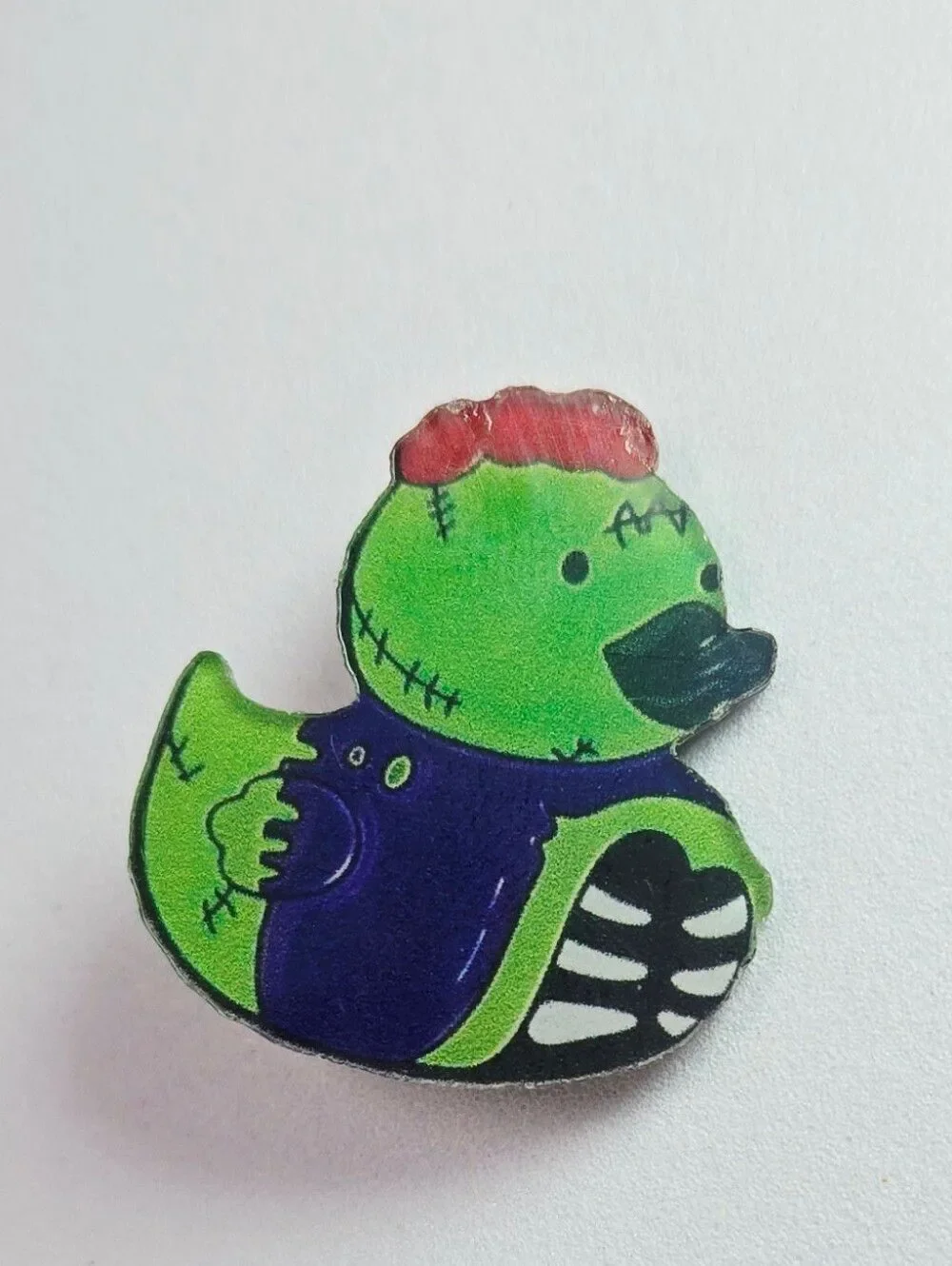 Zombie Frankenstein Monster Duck Lapel Pin Halloween Acrylic Horror Spooky Chic
